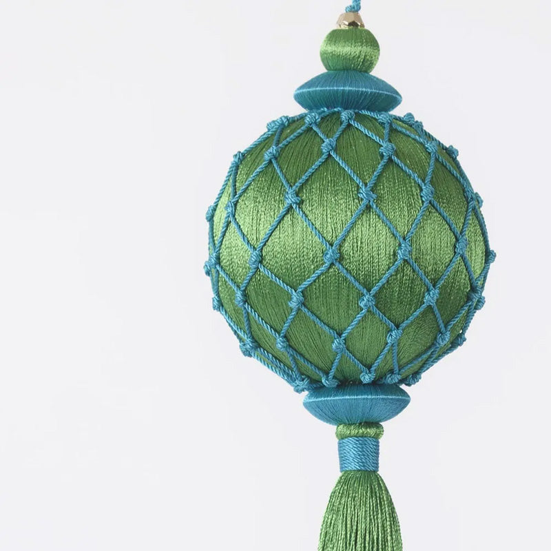 Silk Lattice Tassel Decoration Blue + Green