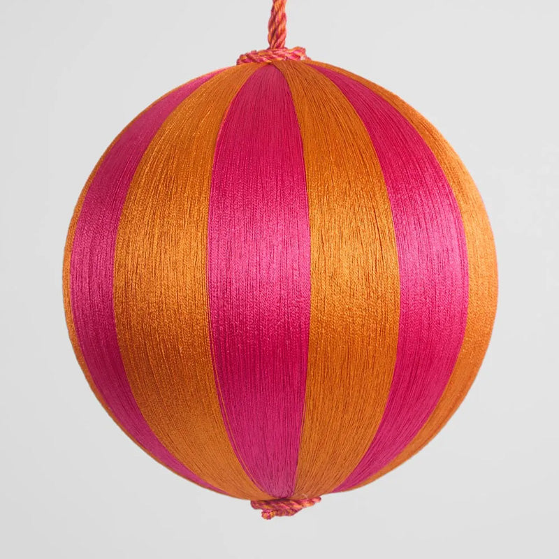 Silk Stripe Bauble Large Pink + Orange
