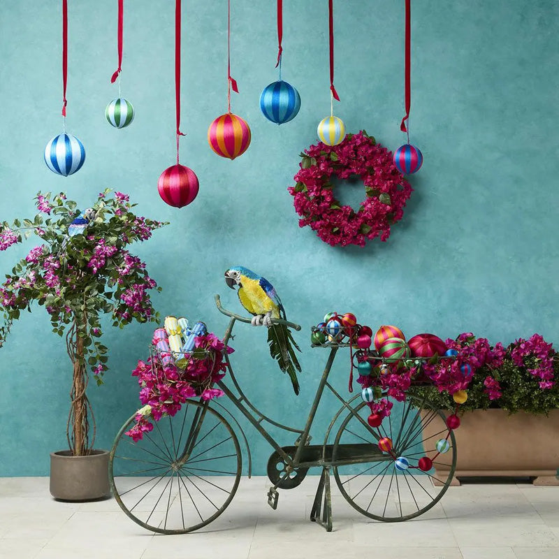 Silk Stripe Bauble Medium Pink + Blue