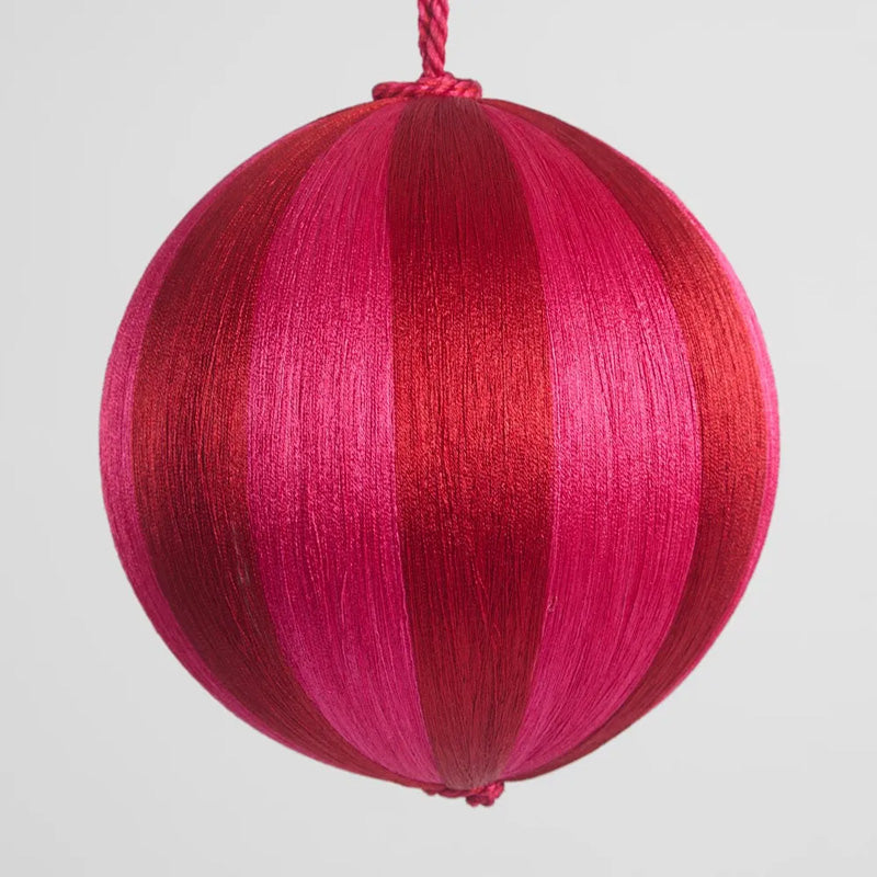Silk Stripe Bauble Large Fuchsia + Red