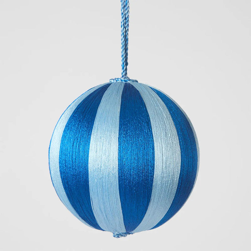 Silk Stripe Bauble Medium Dark Blue + Blue