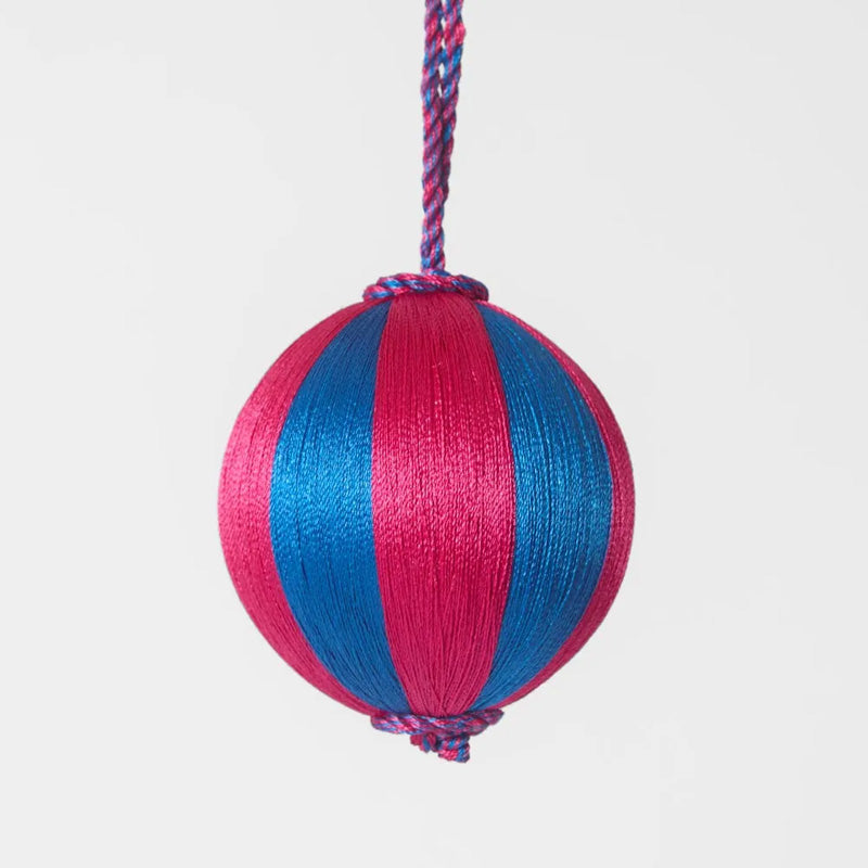 Silk Stripe Bauble Small Pink + Blue