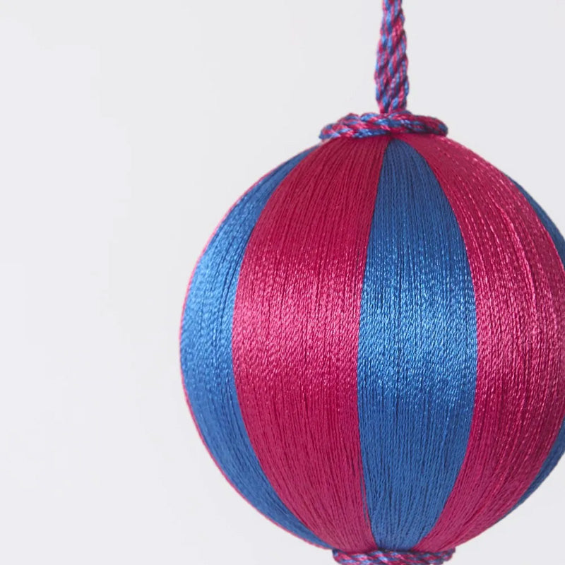 Silk Stripe Bauble Small Pink + Blue
