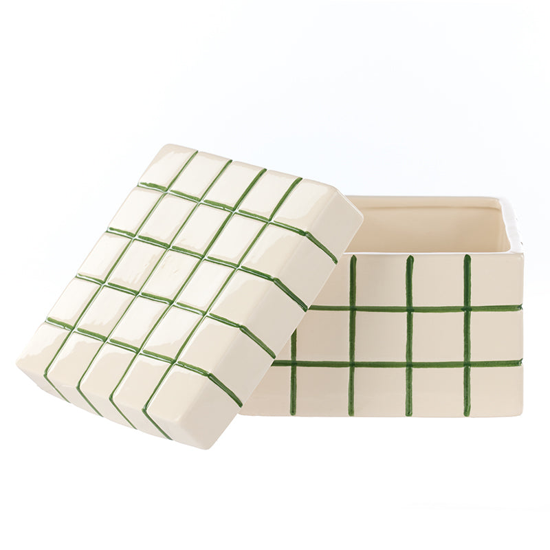 Lulu Ceramic Check Box Green