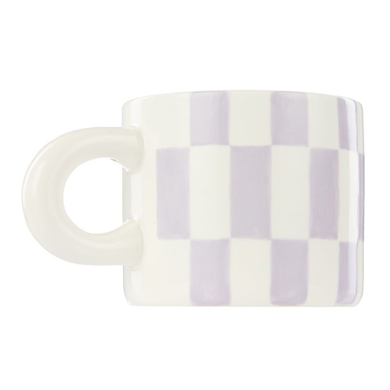 Check Mug & Plate Set Lilac/Navy