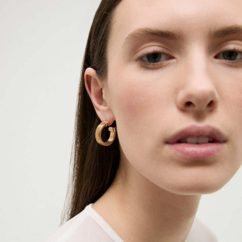 Antigone Hoop Gold Earrings Small Cabochon