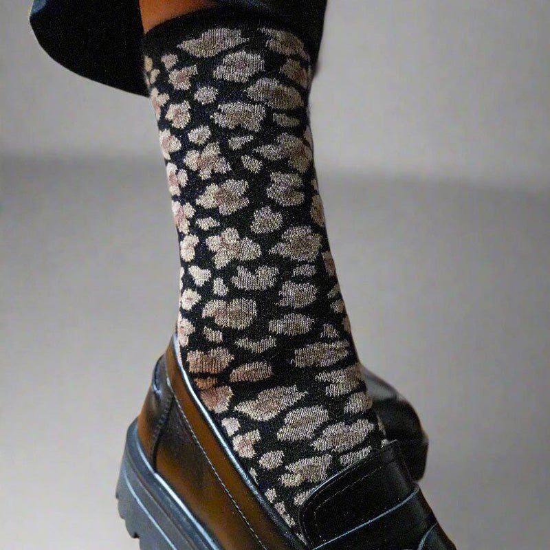 Find Glitter Lurex Socks Leopard Black - Klue at Bungalow Trading Co.