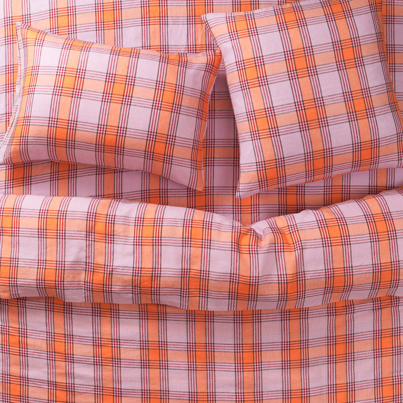 Isla Linen Pillowcase Set Vivid Coral