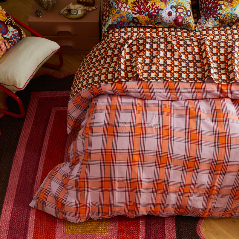 Isla Linen Quilt Cover Vivid Coral