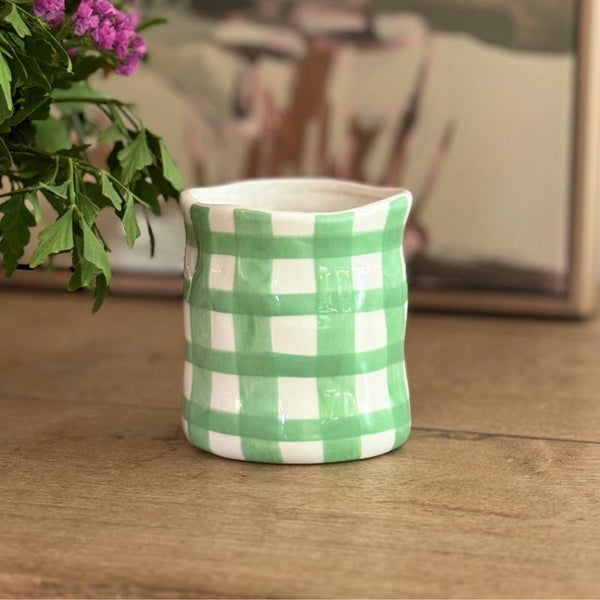 Find Japanese Honeysuckle Mint Green Gingham Candle - Noss at Bungalow Trading Co.