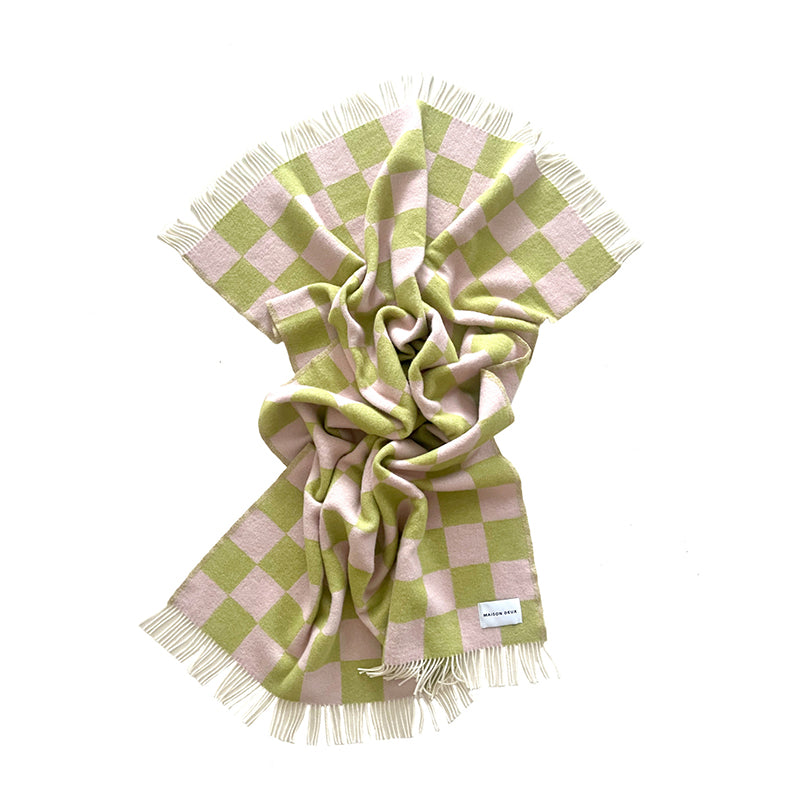 Checkerboard Blanket Kiwi/Pink