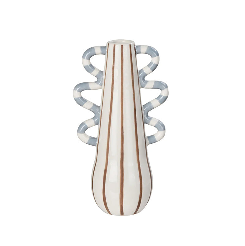 Harper Stripe Vase Brown/Blue/Off White