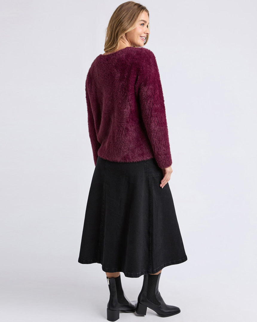 Kenny Button Cardigan Wine