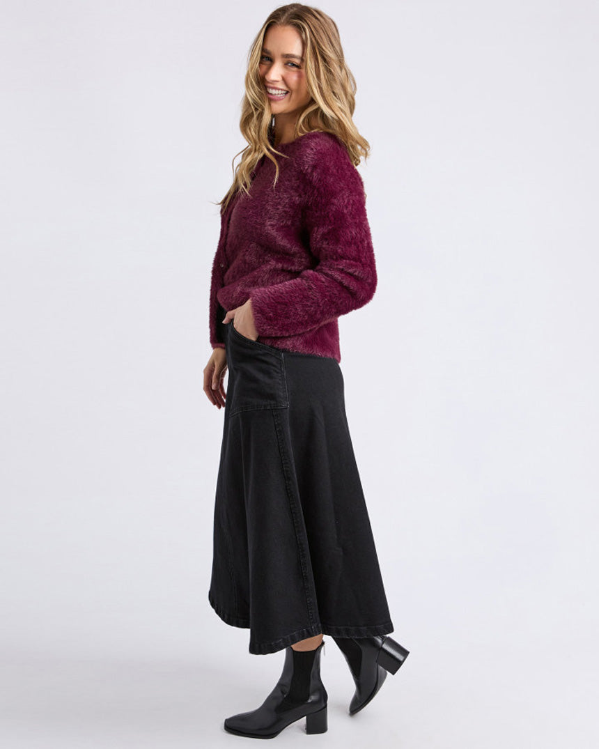 Kenny Button Cardigan Wine