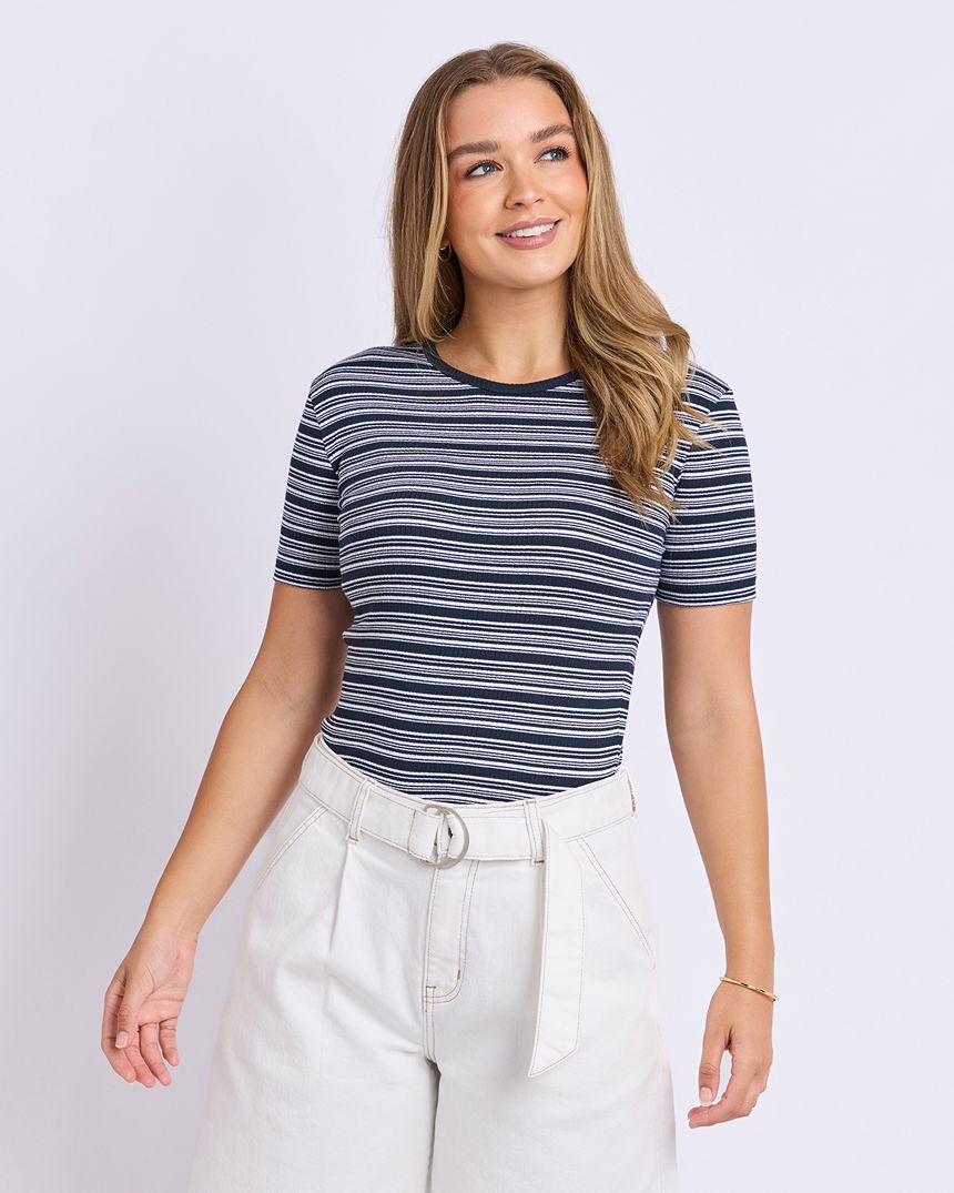 Leona Rib Top Navy