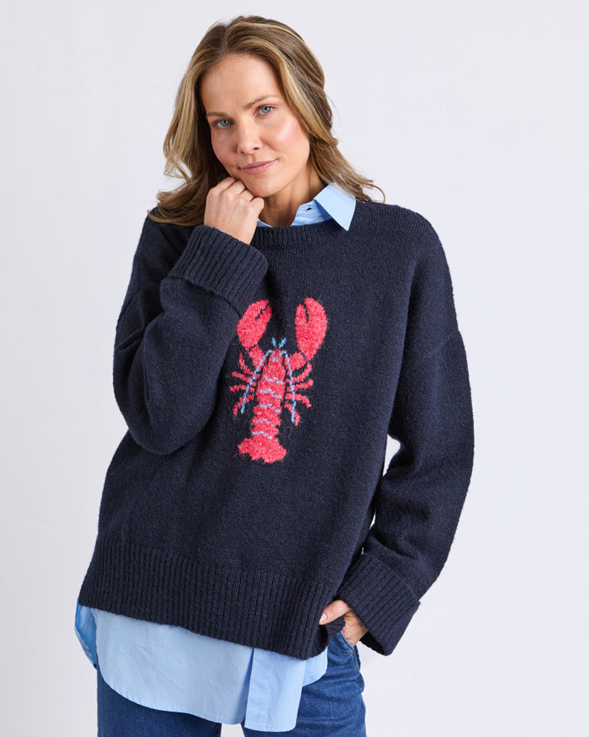 Lobster Intersia Knit Navy