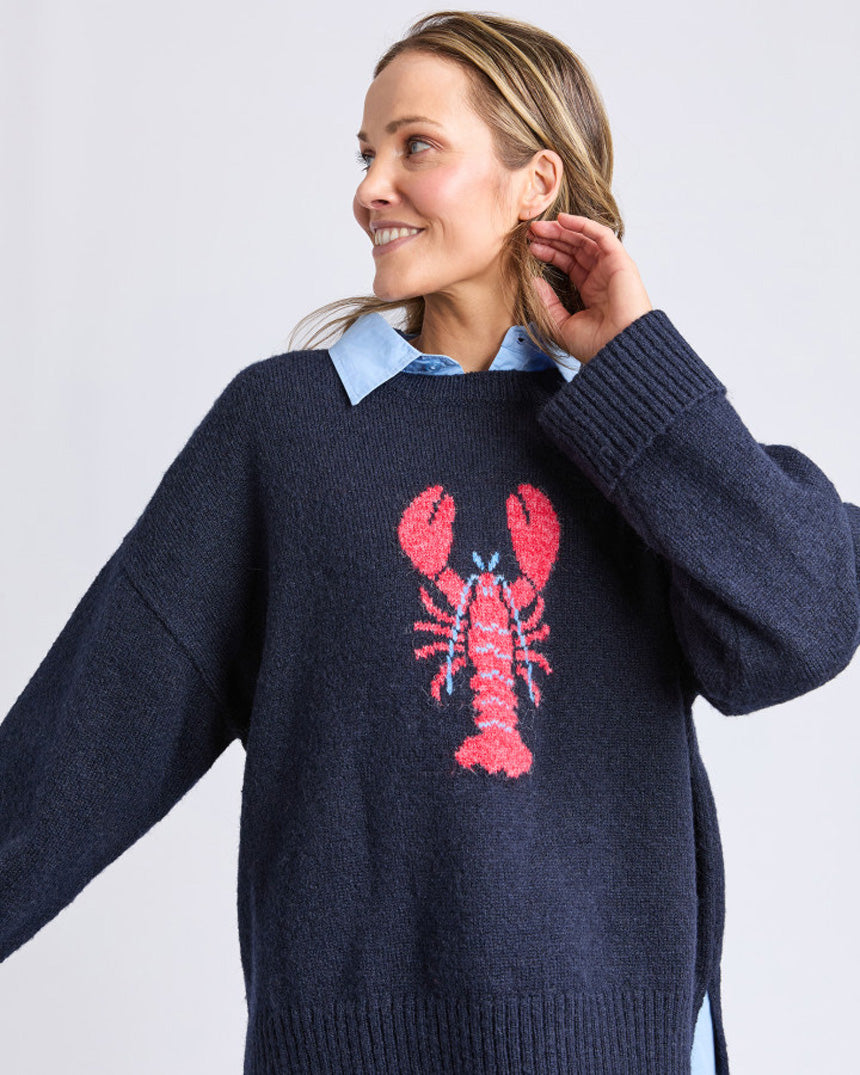 Lobster Intersia Knit Navy