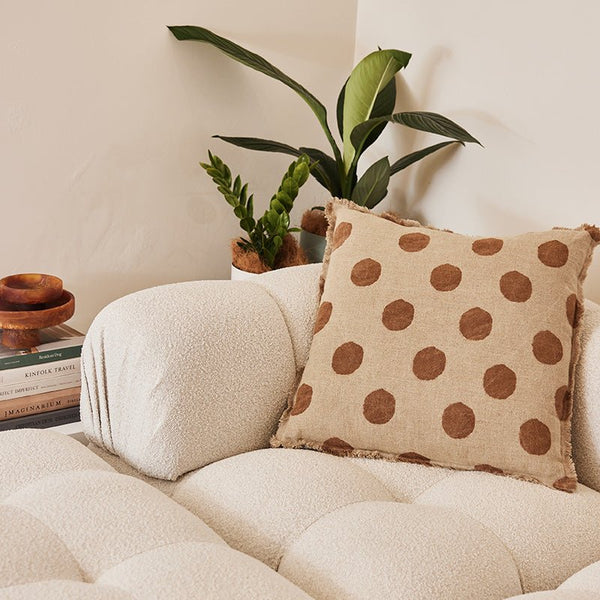 Find Lola Brown Spot Cushion - Holiday Trading at Bungalow Trading Co.