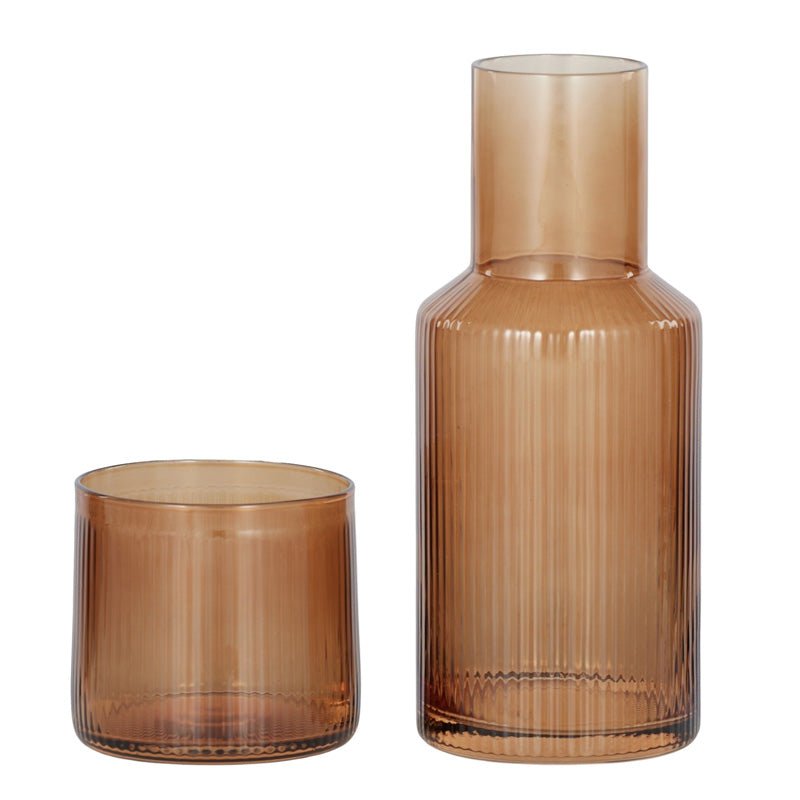 Find Mya Rib Carafe/Glass Set Amber - Coast to Coast at Bungalow Trading Co.