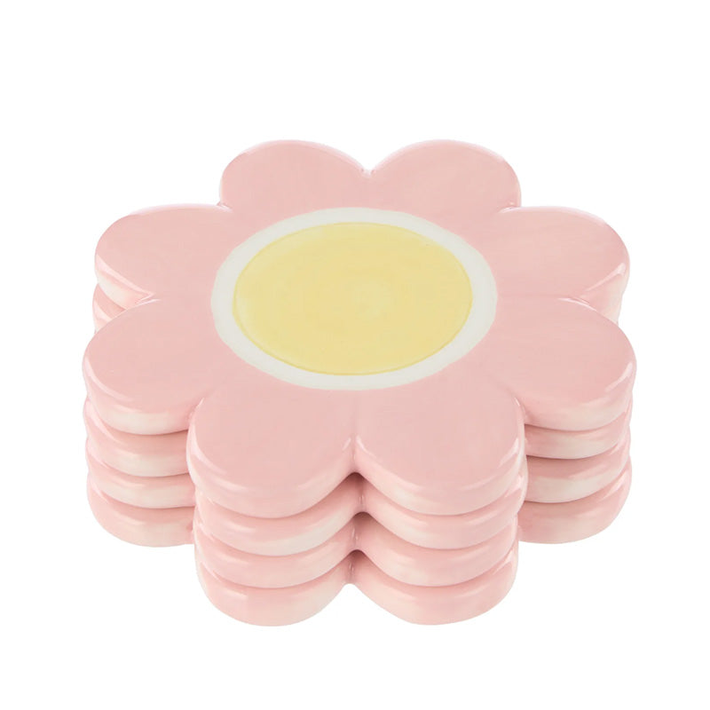 Posey Flower Coasters Pink Set of 4
