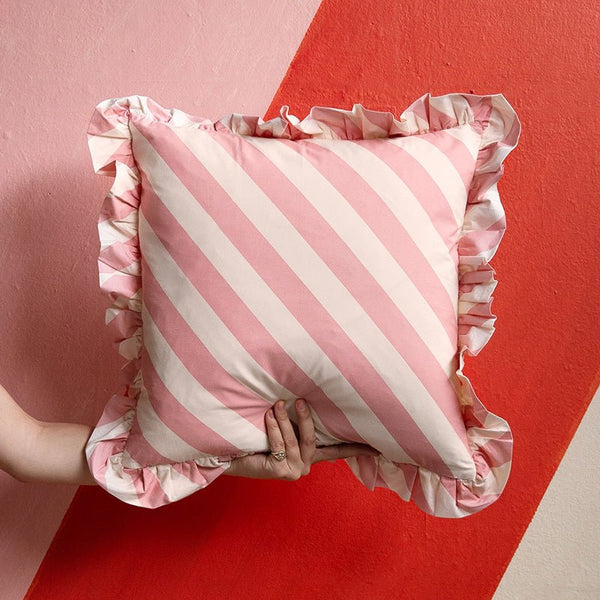 Find Peony Stripe Ruffle Cushion - Castle at Bungalow Trading Co.