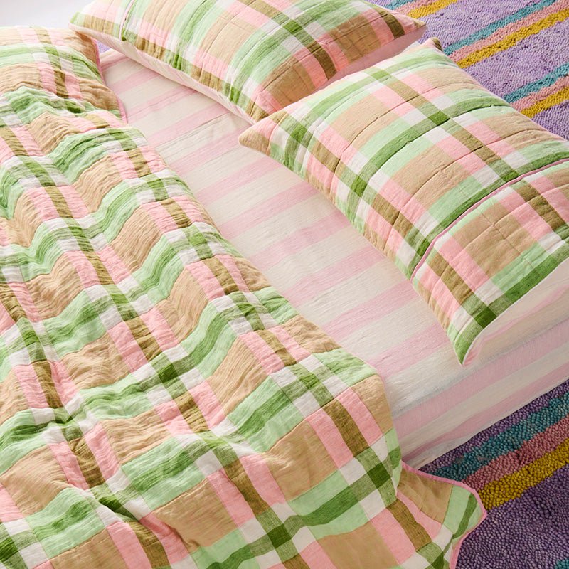 Find Pistachio Tartan Linen Pillowcases Set of 2 - Kip & Co at Bungalow Trading Co.