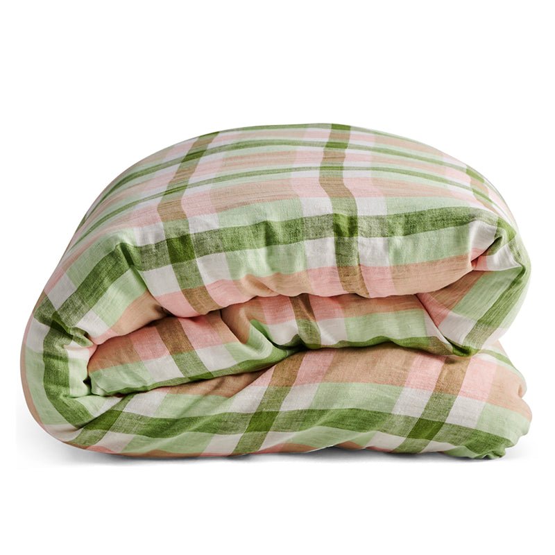 Find Pistachio Tartan Linen Quilt Cover - Kip & Co at Bungalow Trading Co.