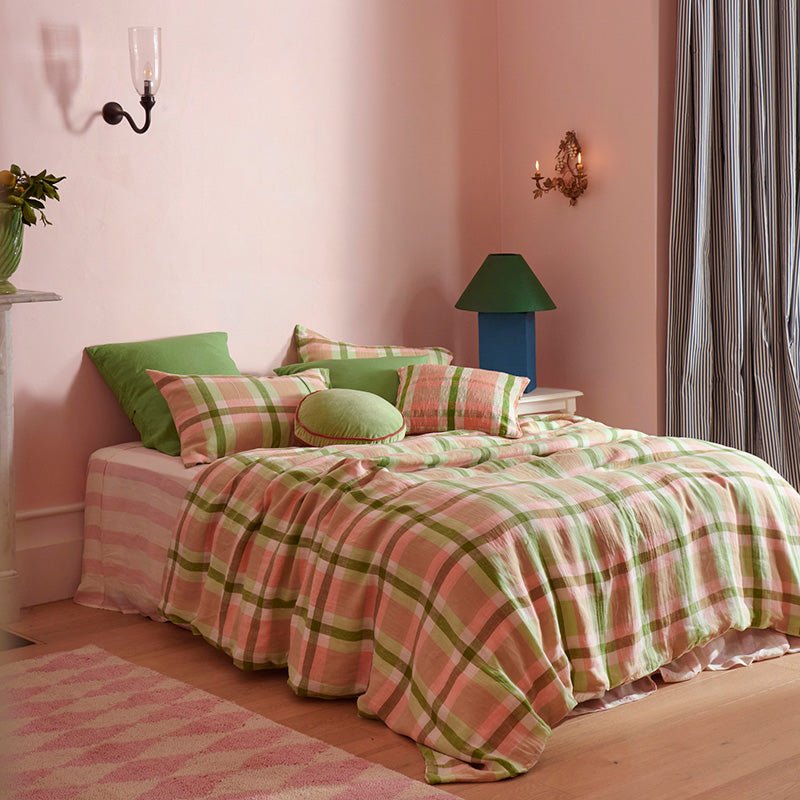 Find Pistachio Tartan Linen Quilt Cover - Kip & Co at Bungalow Trading Co.
