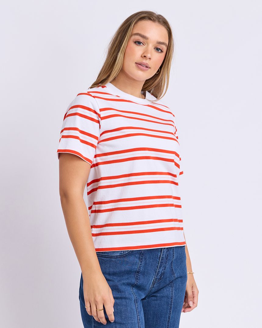 Pure Stripe Tee White