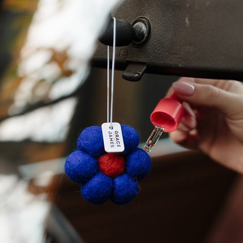 Find Raspberry & Pomegranate Felt Air Freshener - Grace and James at Bungalow Trading Co.