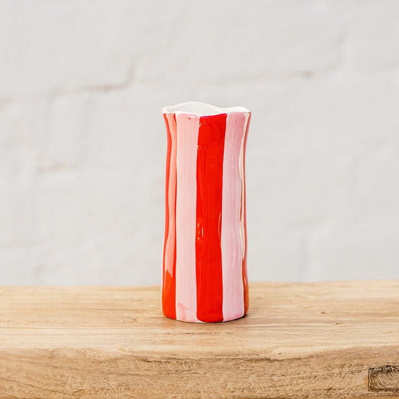 Find Red and Pink Stripe Vase Small - Noss at Bungalow Trading Co.