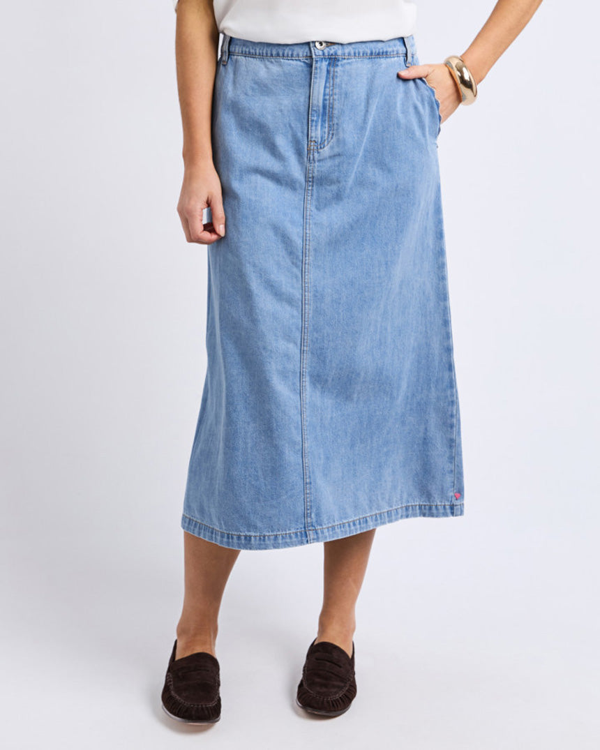 Scallop Edge Denim Skirt