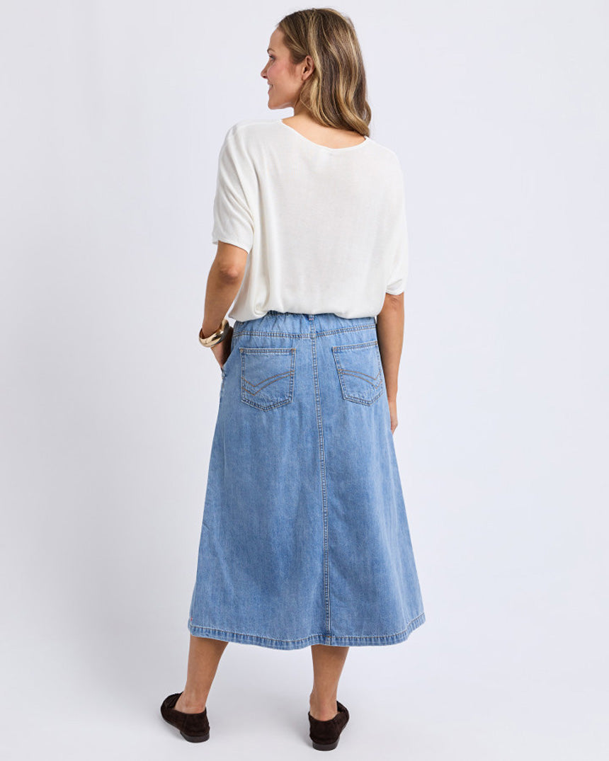 Scallop Edge Denim Skirt