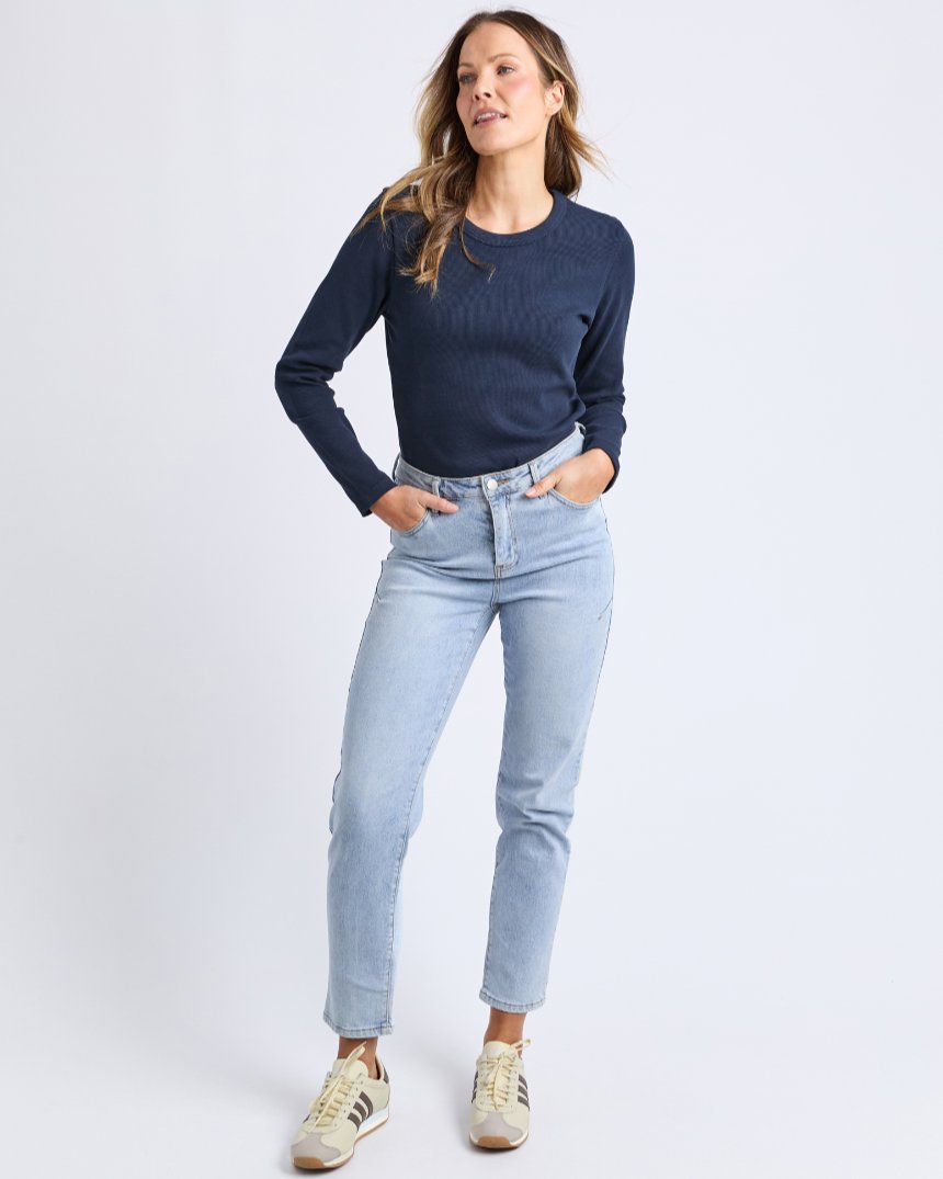 Scoop Rib Long Sleeve Tee Navy
