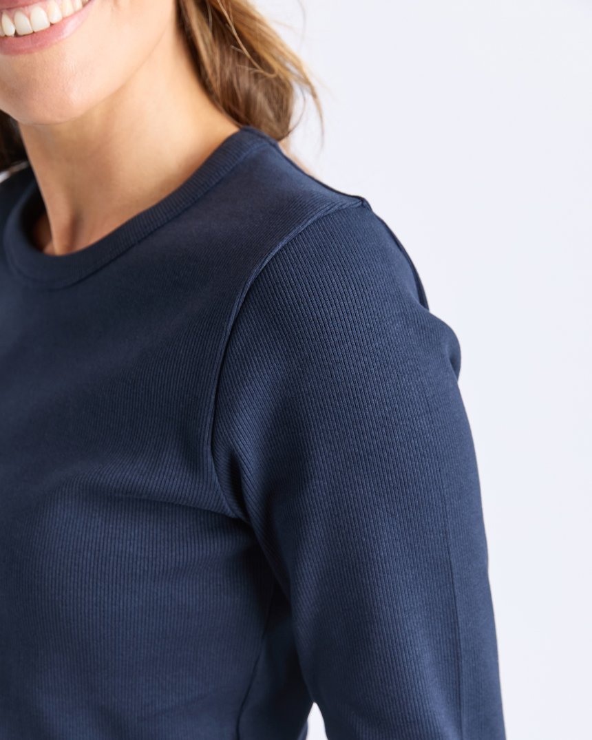 Scoop Rib Long Sleeve Tee Navy