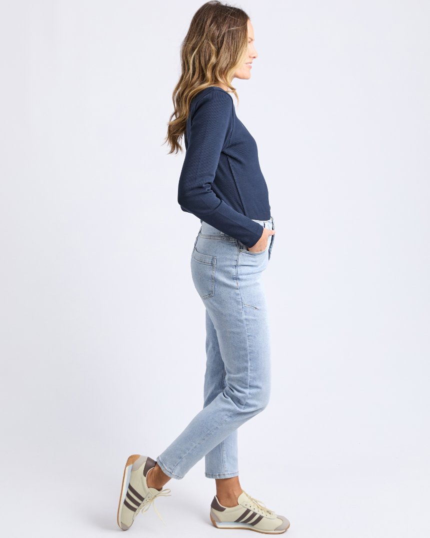 Scoop Rib Long Sleeve Tee Navy