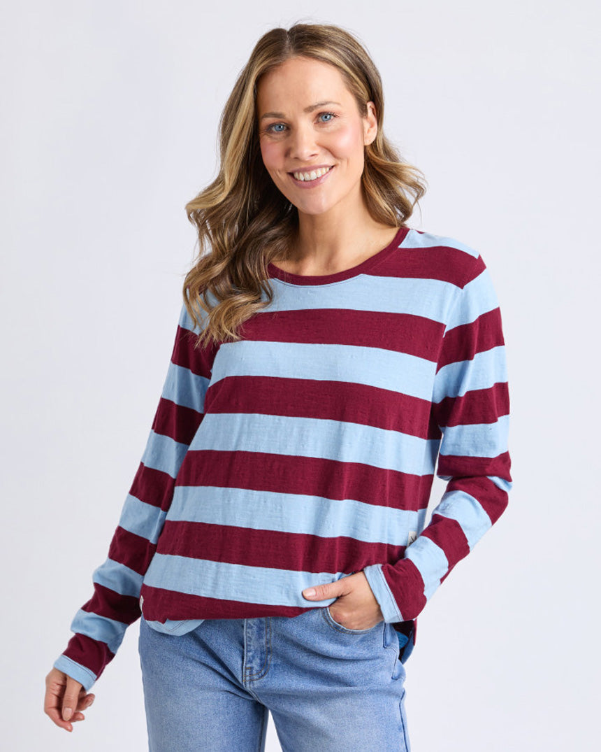 Spritz Stripe Long Sleeve Tee Plum