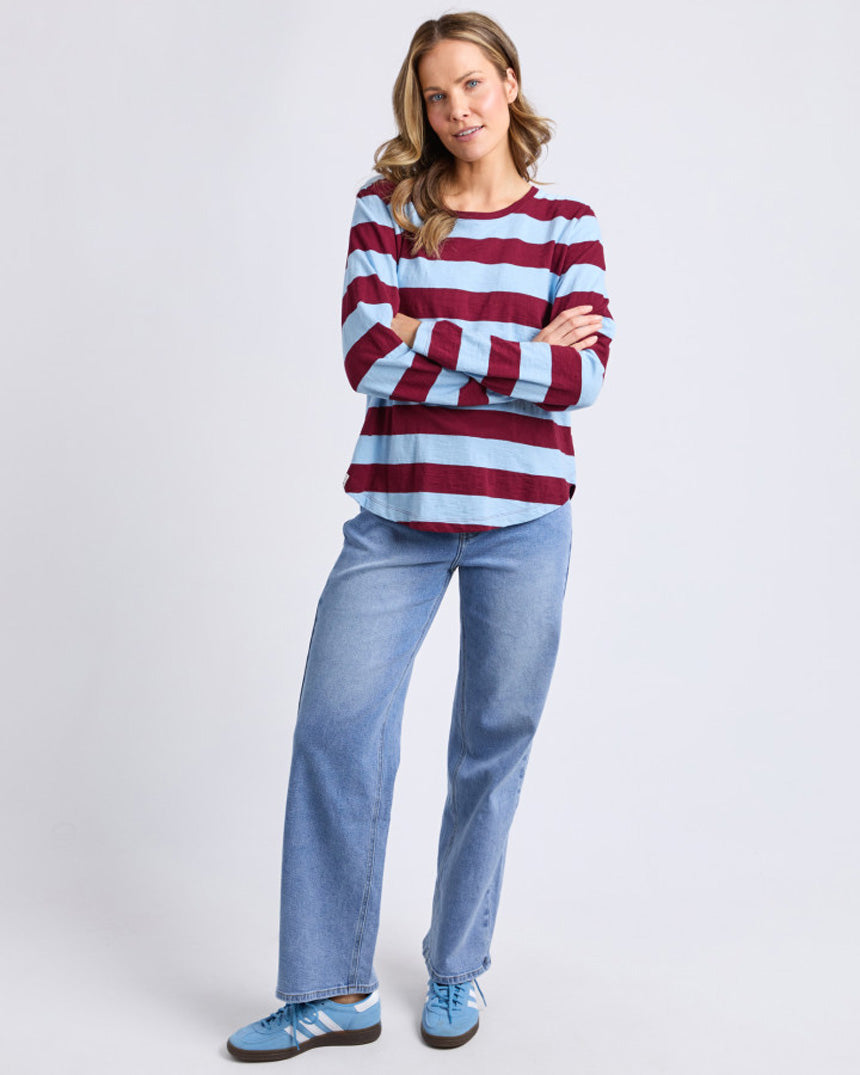 Spritz Stripe Long Sleeve Tee Plum