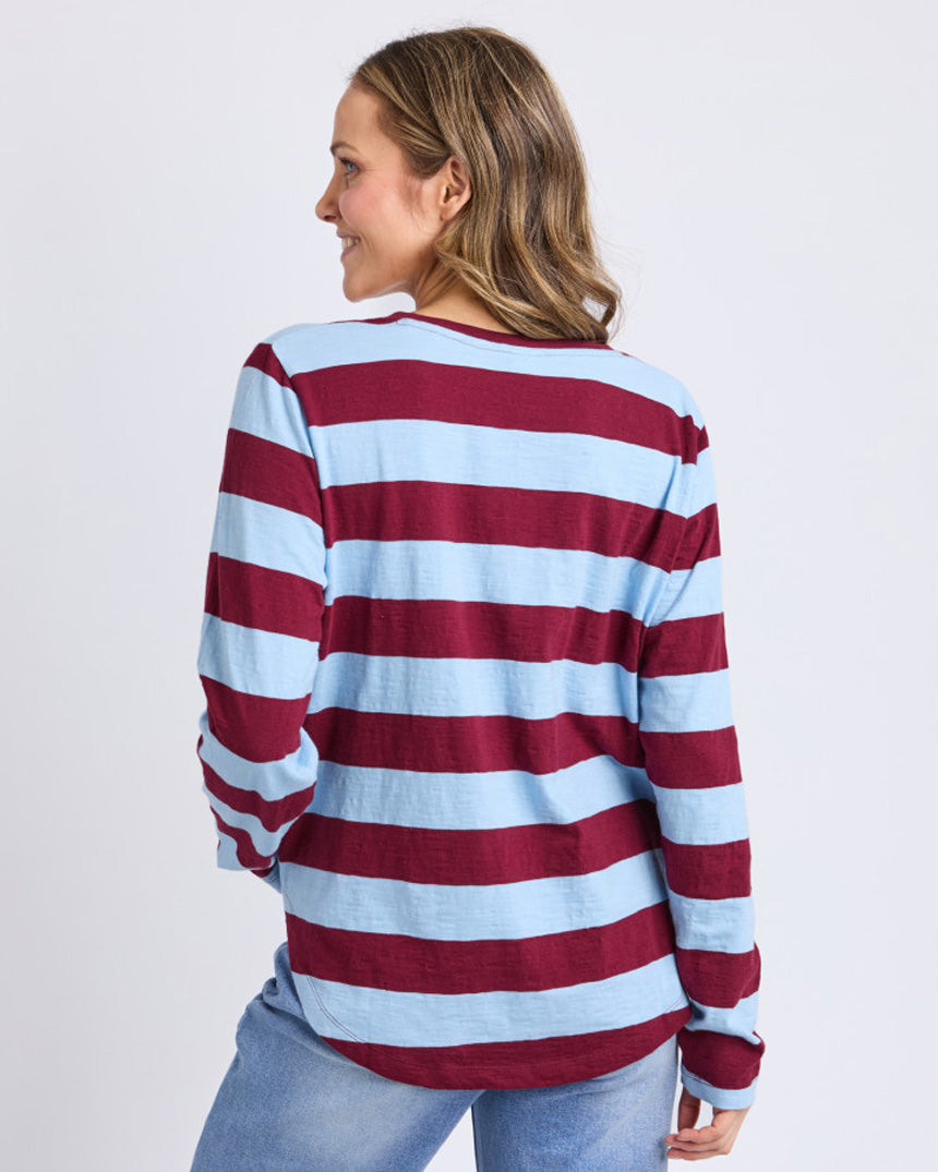 Spritz Stripe Long Sleeve Tee Plum