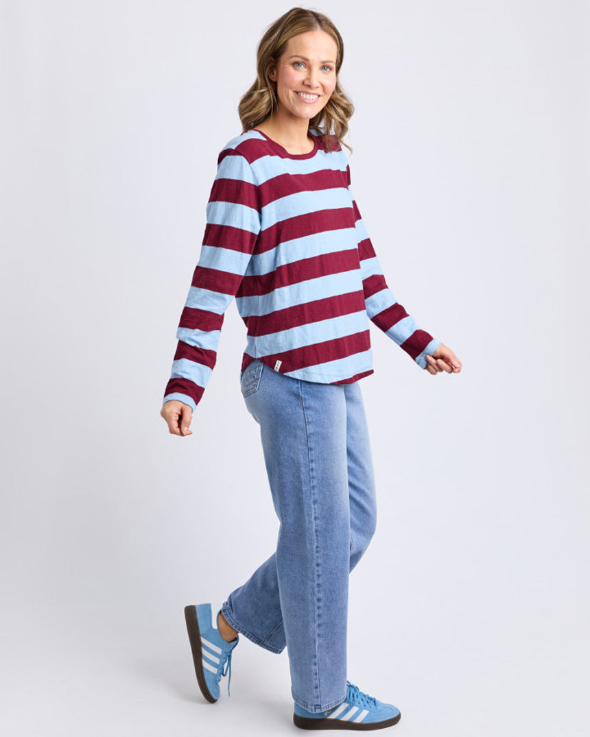 Spritz Stripe Long Sleeve Tee Plum
