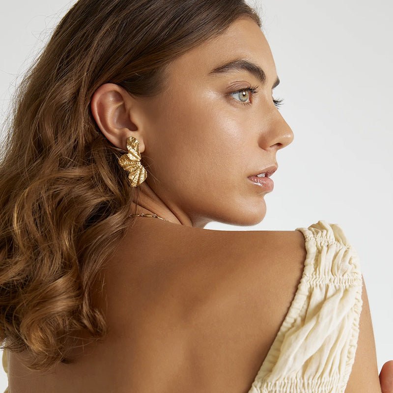 Find Stassia Gold Earrings - Arms of Eve at Bungalow Trading Co.