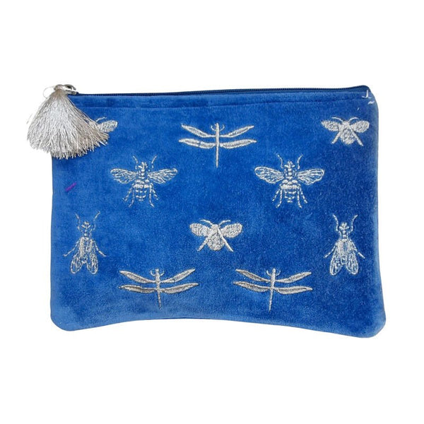 Find Velvet Clutch Navy with Large Gold Bees - Zoda at Bungalow Trading Co.