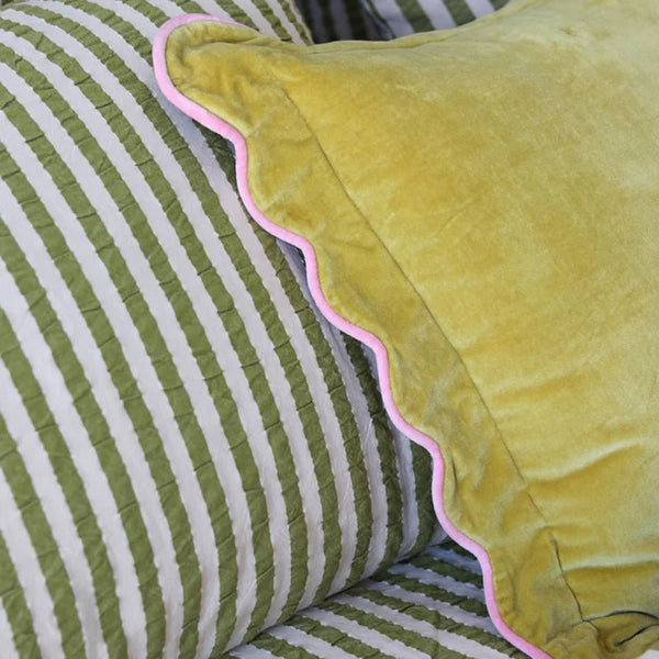 Find Velvet Scalloped Cushion Tawny Olive - Mosey Me at Bungalow Trading Co.