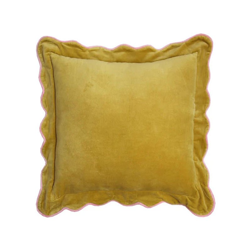 Find Velvet Scalloped Cushion Tawny Olive - Mosey Me at Bungalow Trading Co.