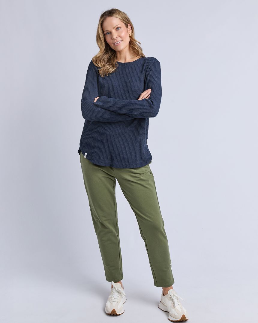 Veronica Rib Long Sleeve Tee Navy