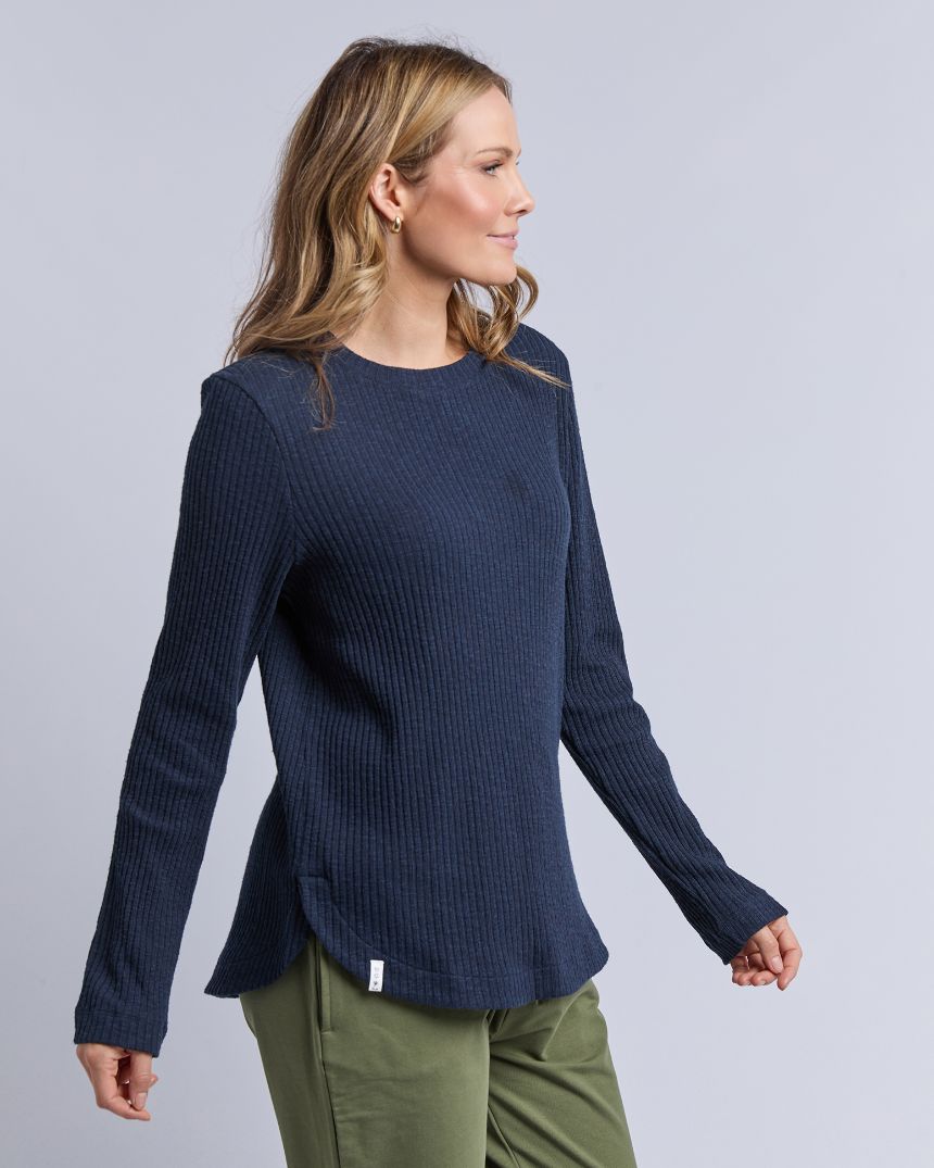 Veronica Rib Long Sleeve Tee Navy