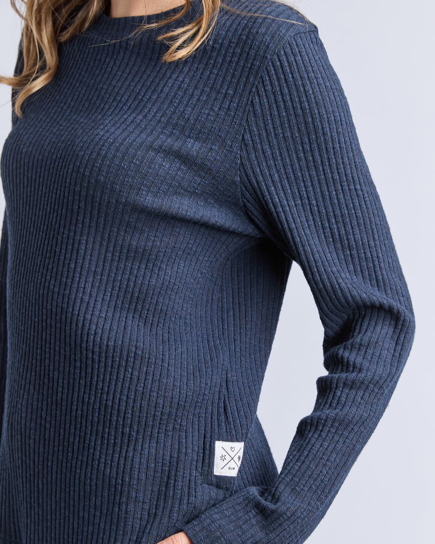 Veronica Rib Long Sleeve Tee Navy