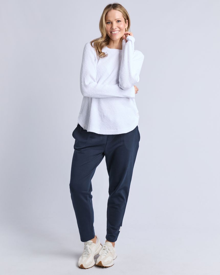 Veronica Rib Long Sleeve Tee White