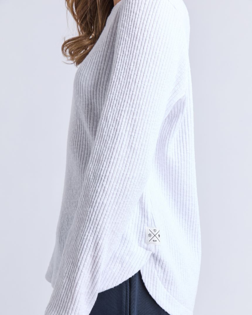 Veronica Rib Long Sleeve Tee White