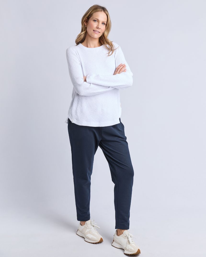 Veronica Rib Long Sleeve Tee White